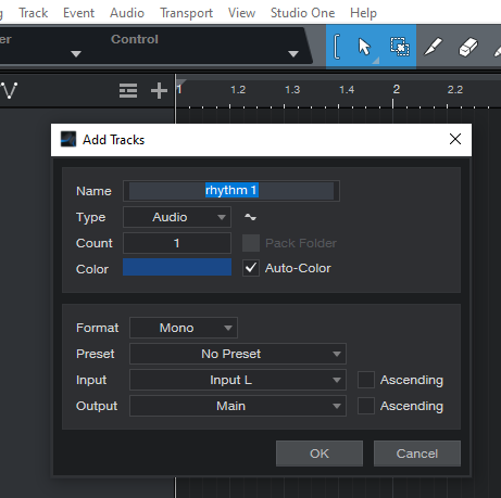 Studio One 5 - track settings